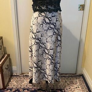 Dance & Marvel Monochrome Snake Print Midi Skirt